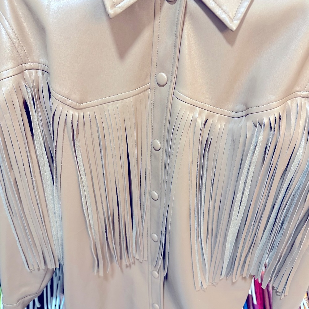 Cowgirl fringe jacket/ faux leather